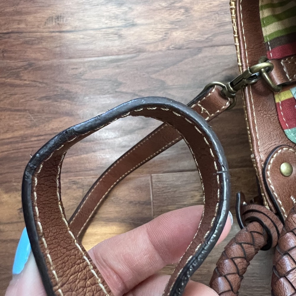 Vintage Y2K Fossil Crossbody Bag Tan‎ Woven Boho Artsy Resort Coastal Travel - Picture 14 of 14